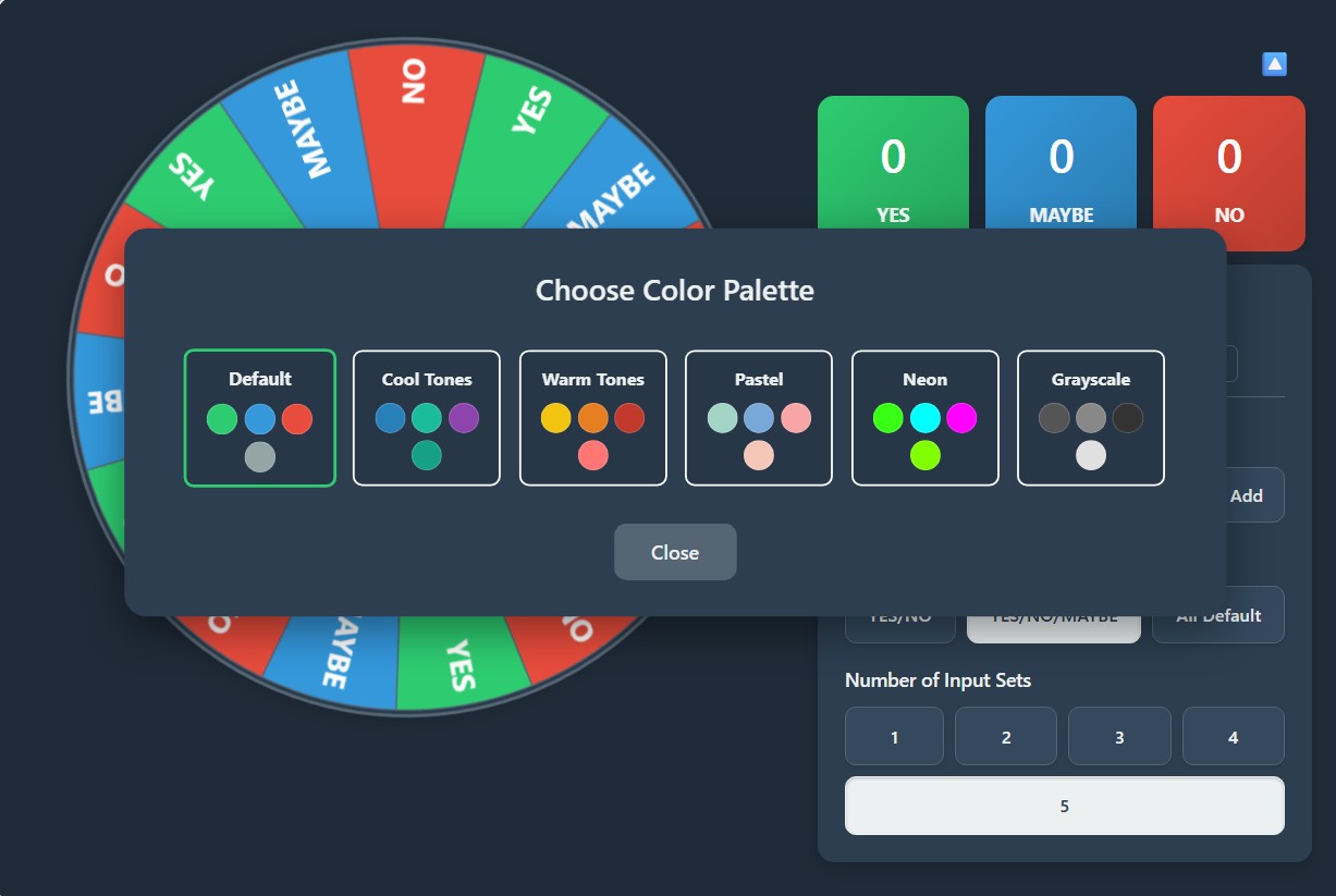 spin wheel yes or no color pellet