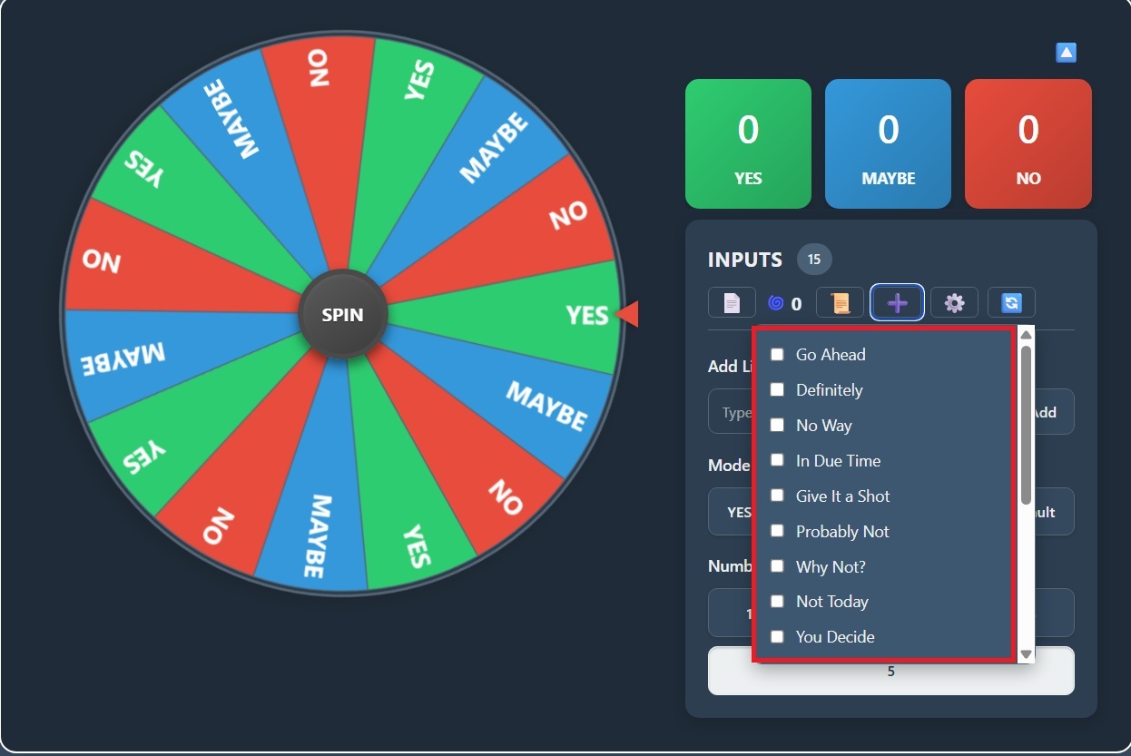 yes or no picker setting