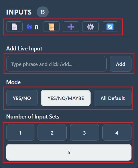 yes or no spin input section