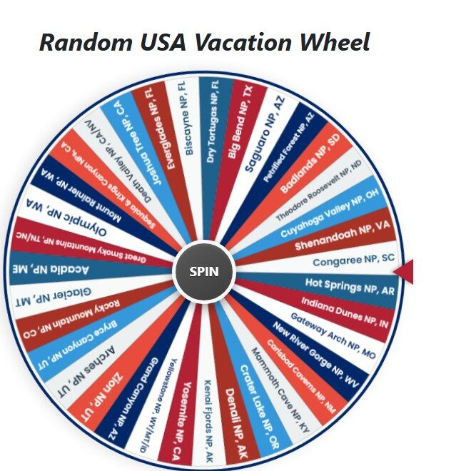 USA vacation picker wheel