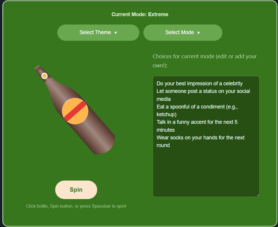 spin the bottle Forest theme