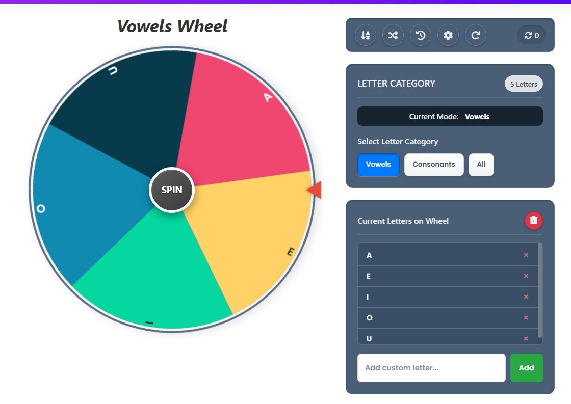 vowel picker wheel
