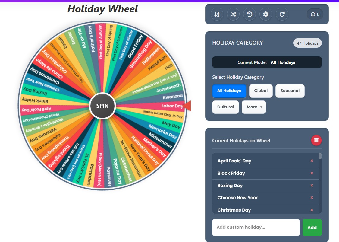 random holiday wheel