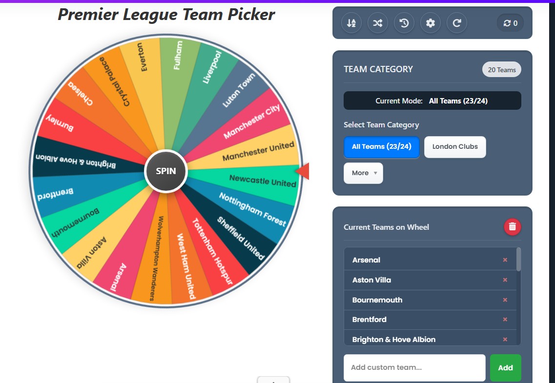 random premier league team