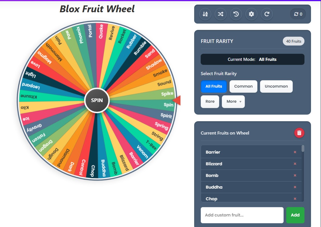 Blox Fruit spinner Wheel