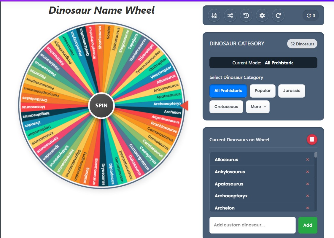 Dinosaur spinner