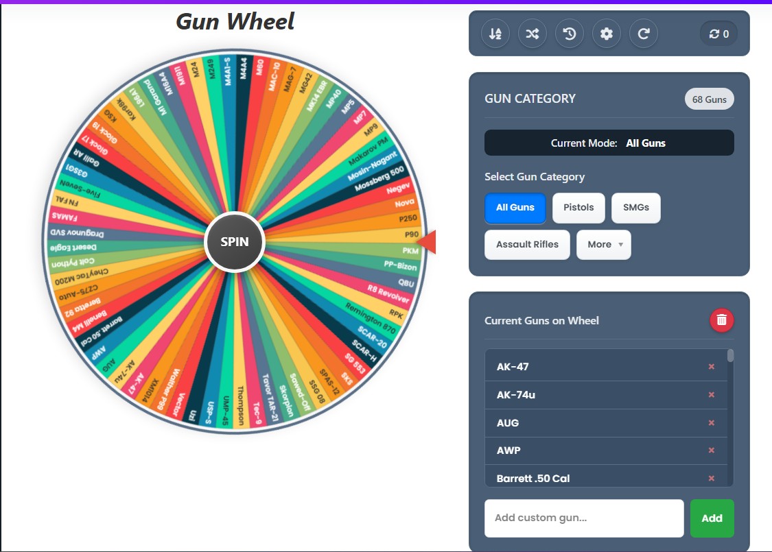 random guns wheel