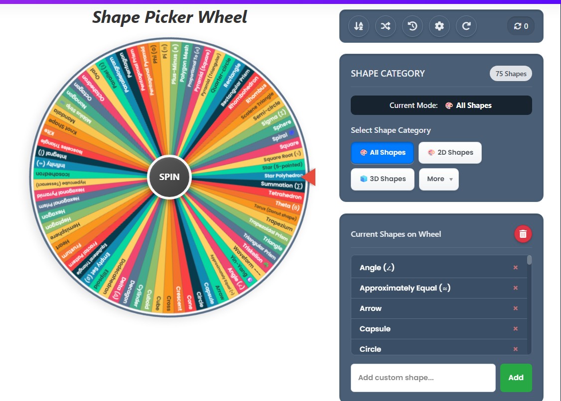 random shape wheel