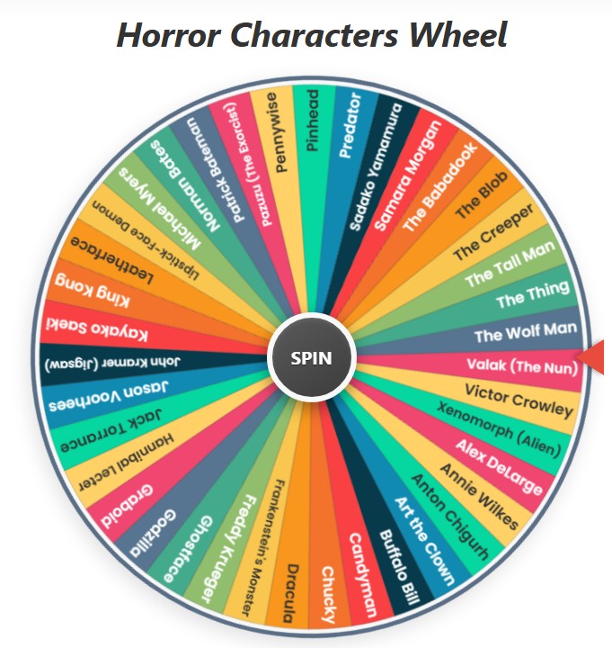 Horror Characters Wheel